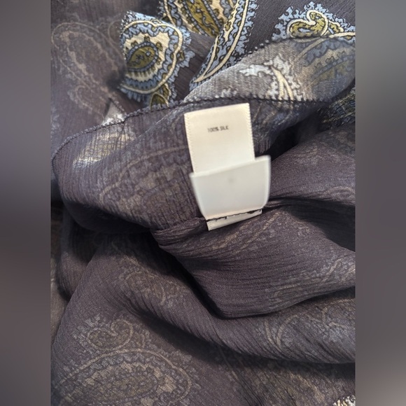 Unsubscribed Women’s Navy Blue Paisley Long Sleeve Flowy Blouse Size 10 - Picture 5 of 5